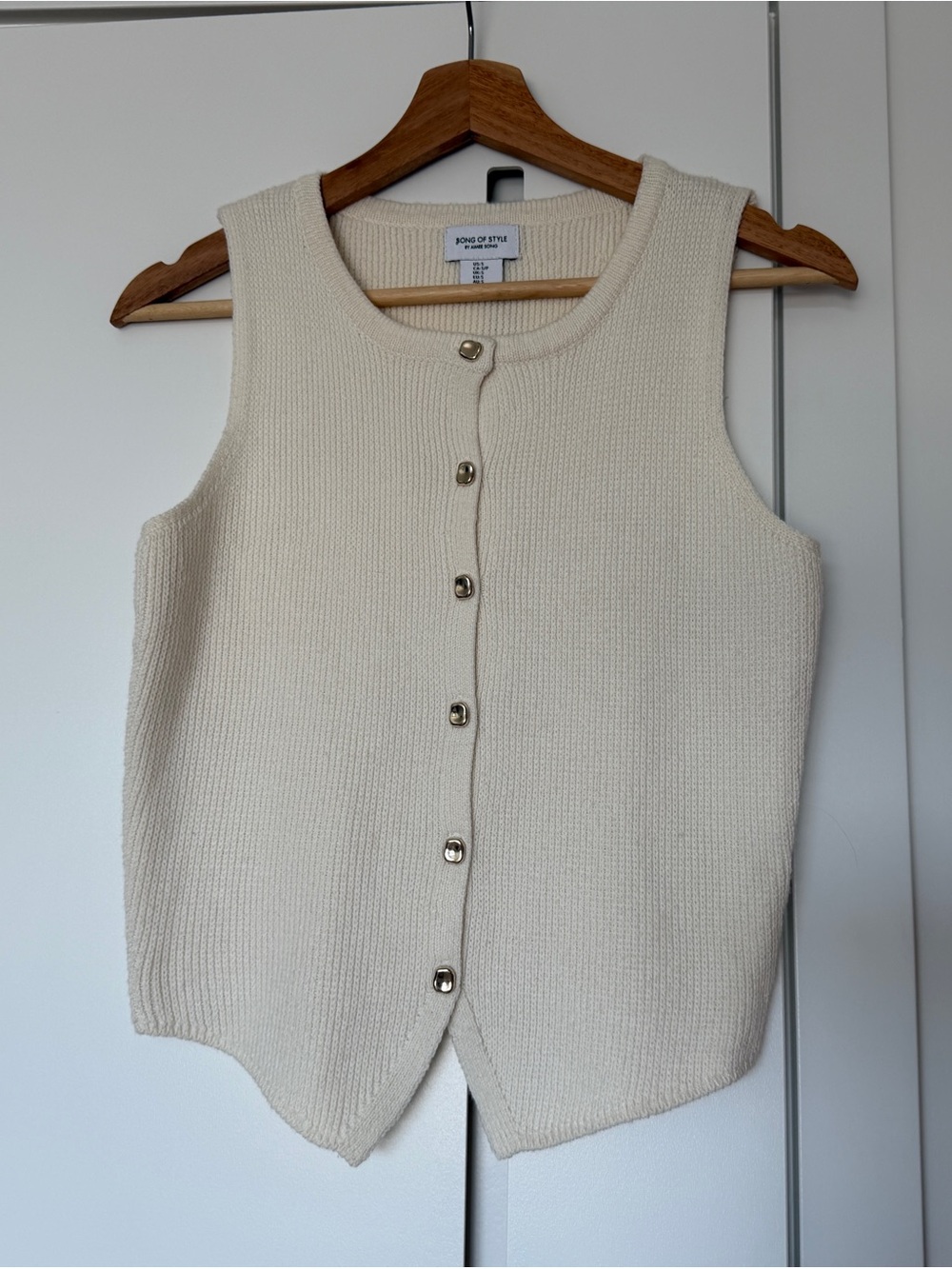 Song of Style Cream Button-Front Knit Vest